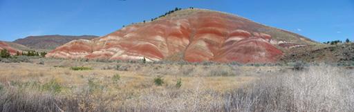 Painted hill just outside entrance to the Painted Hills Unit of the John Day Fossil Beds